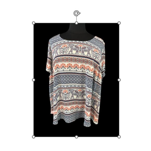 SOLD - Torrid Abbey Georgette Button Back Blouse Elephant Print Size Size 4 NWOT - Picture 2 of 7